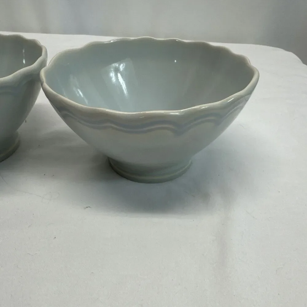Matceramica Catarina de Braganca Blue Footed Soup Cereal Bowl Set Of 2